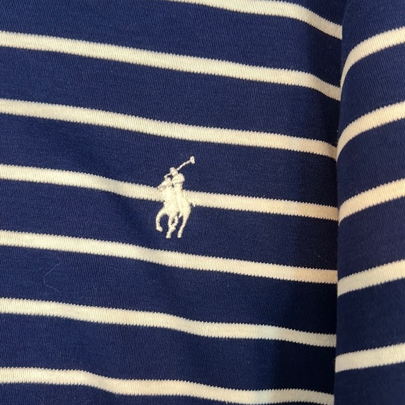 Polo short sleeve striped shirt Blue and white Size XL - Picture 2 of 3